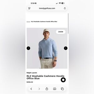 RLX Ralph Lauren Light Blue Cashmere Hoodie